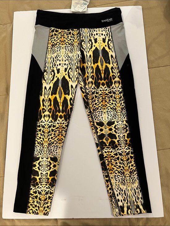 bebe Pants - bebe Leopard Print Athletic Shorts with Black Panels New XS